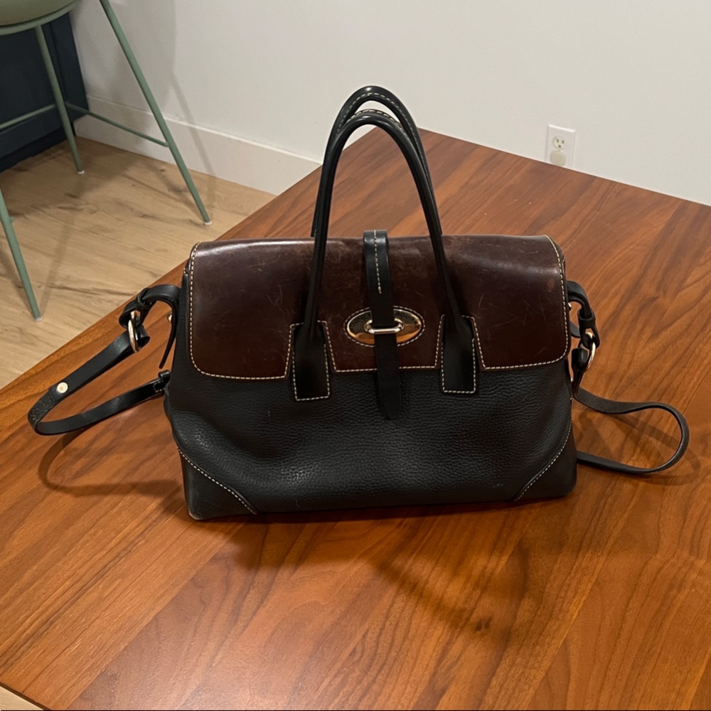 Dooney & Bourke Brown and Black Leather Elisa Crossbody and Tote Bag